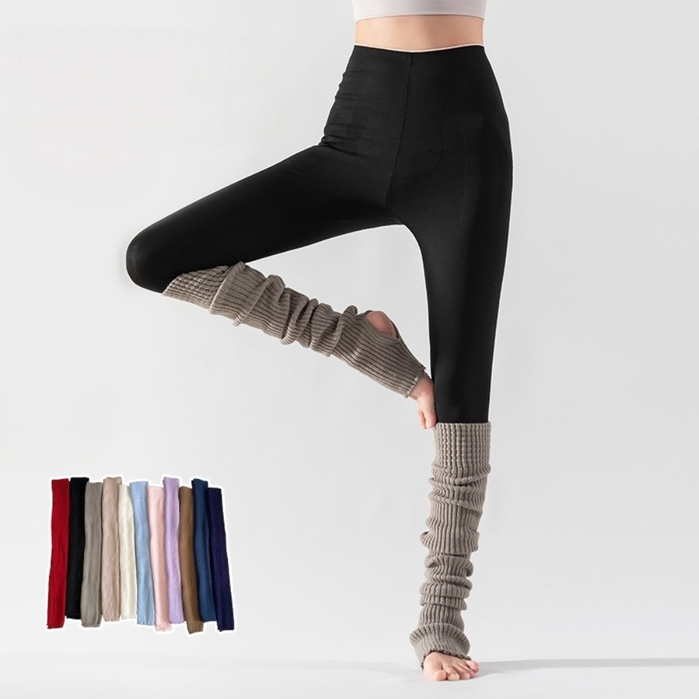 Pilates Yoga Footwear - 日常着用ニーハイバレエレッグウォーマー無地ソフトロングフットカバーフットカバーピラティスヨガニットソックスジムフィットネス