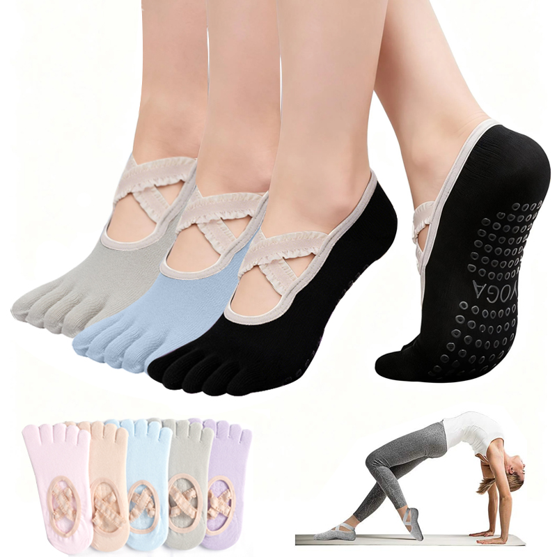 Pilates Yoga Fitness - レディースノンスリップピラティスソックス女性レース包帯ヨガソックススポーツフィットネス通気性バレエダンスソックスピラティススタジオ用