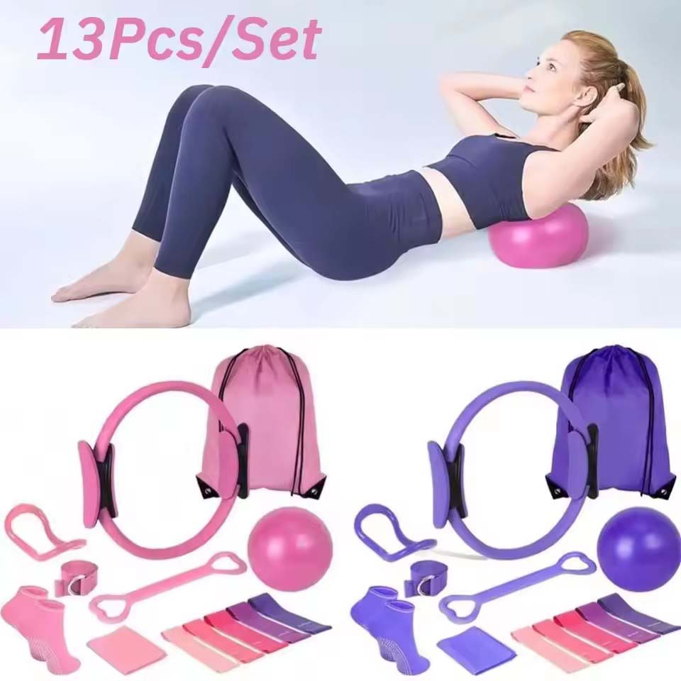 Pilates Yoga Weight Loss - 13 ピース/セットヨガサークルジムセットピラティスボールセットボディシェイピングプロフェッショナルピラティス機器キット健康を改善減量抵抗を強化