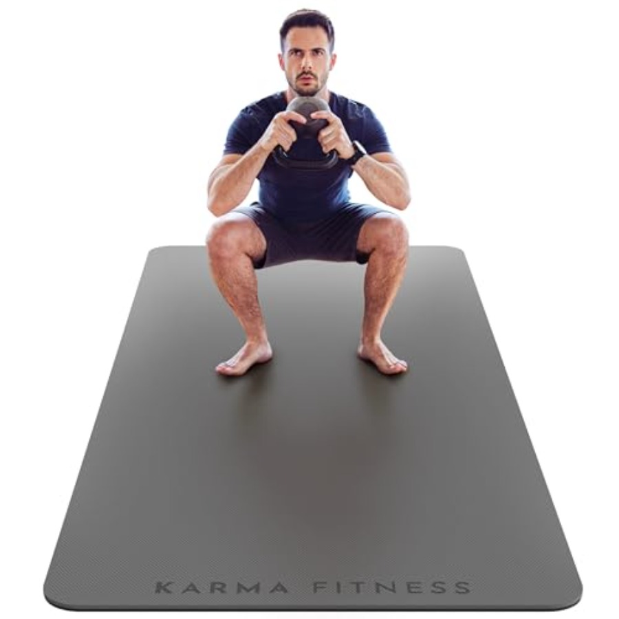 Pilates Yoga Home Workout - 大型エクササイズマット 超厚10mm TPEワークアウトマット 72x32 ノンスリップ ブラック/ヨガマット
