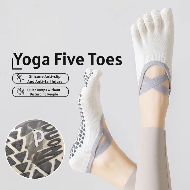 Pilates Yoga &A - 夏用薄手の5本指ヨガソックス、屋内スポーツ専用、滑り止めヨガソックス、ピラティススポーツ薄手ソックス