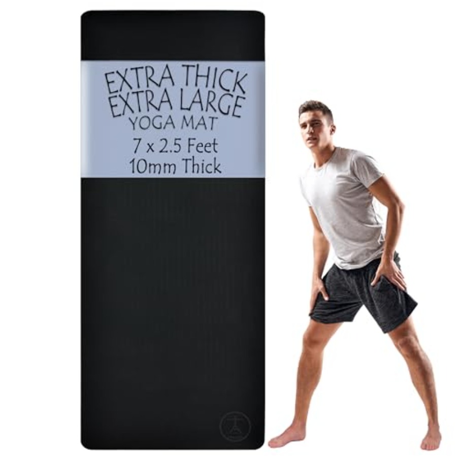 Pilates Yoga Home Workout - ホームワークアウト用ヨガマット、極厚10mm TPE、ブラック、優れた関節の緩衝性とXLサイズでピラティスやスタジオでの使用に最適