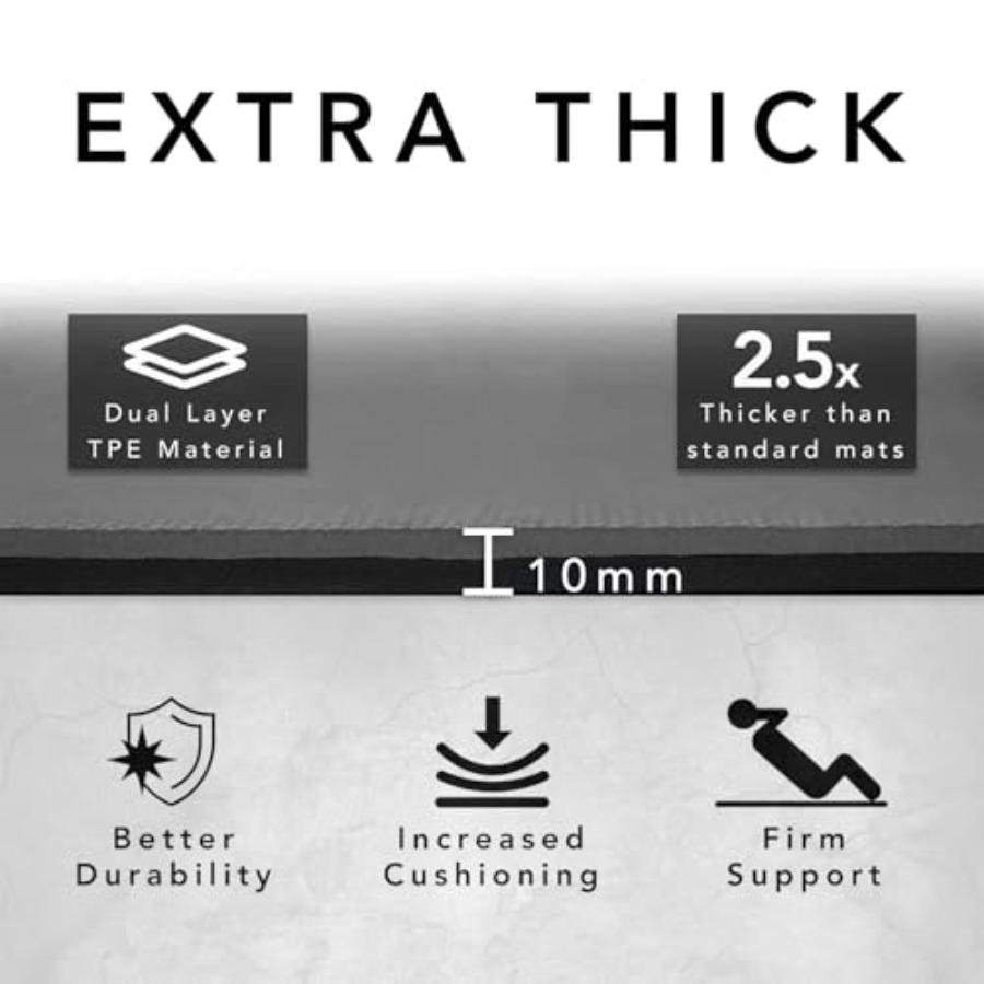大型エクササイズマット 超厚10mm TPEワークアウトマッ - Pilates Yoga Home Workout のレビューと価格